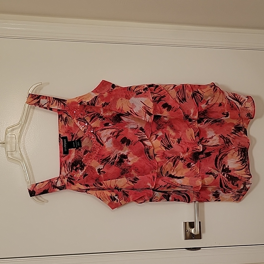 Ruffled top with sequins neckline in 26/28 by Lane Bryant